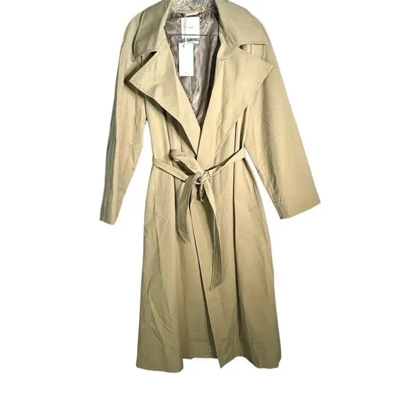 NEW MNG Mango Tie Waist Open Front Trench Coat Water Resistant Women’s XS - Picture 2 of 7